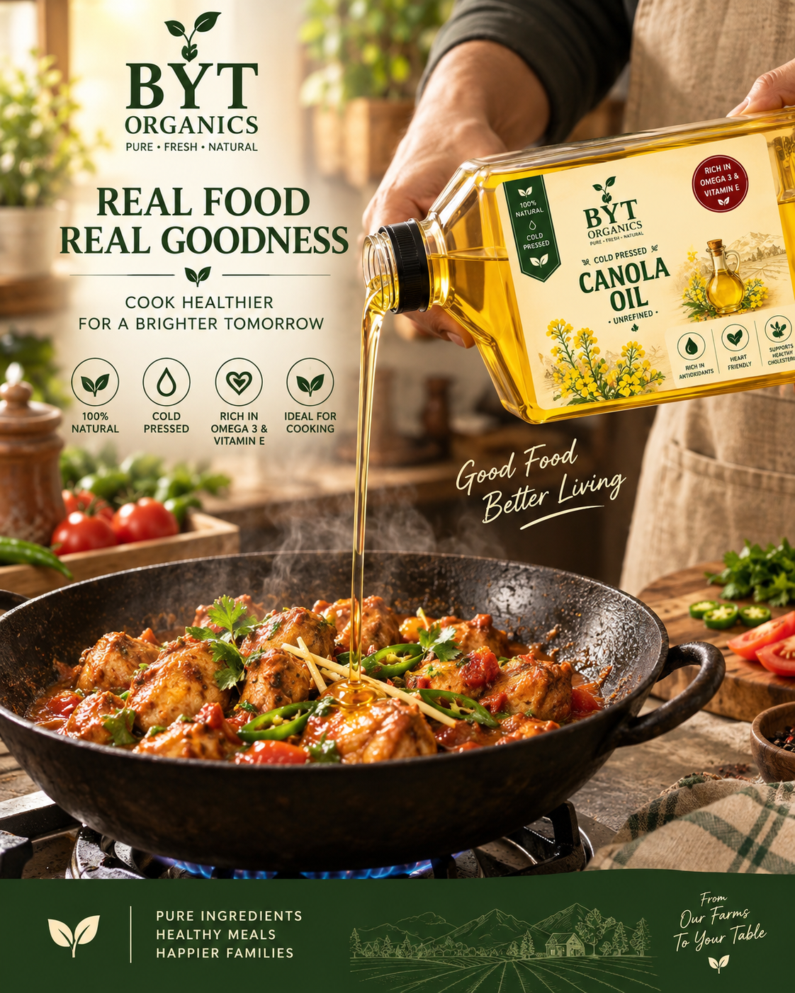 Natural Cold Pressed CanolaOil |  100% Pure | BYT Organics