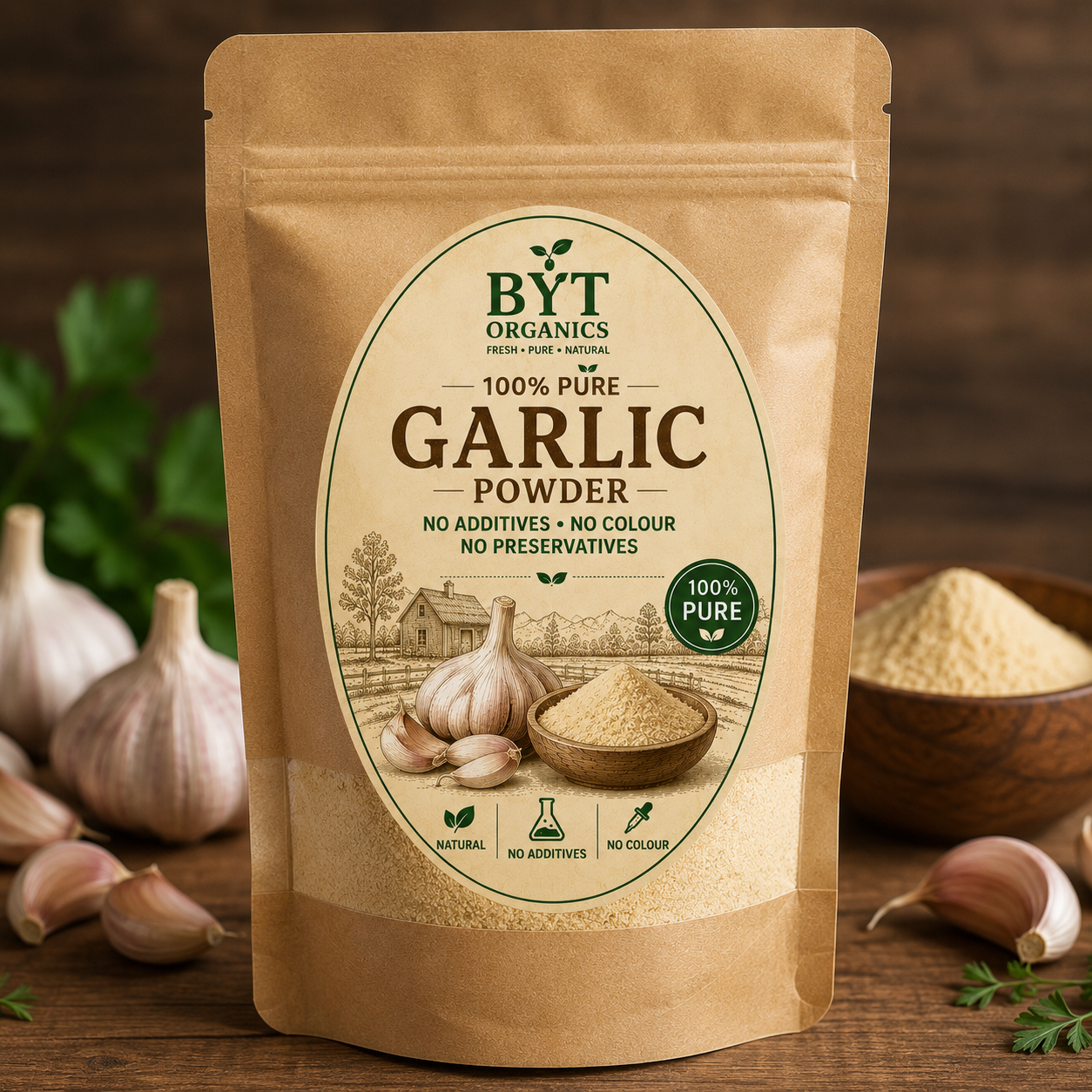 Organic Garlic Powder | 100% Pure, Natural & No Additives | BYT Organics