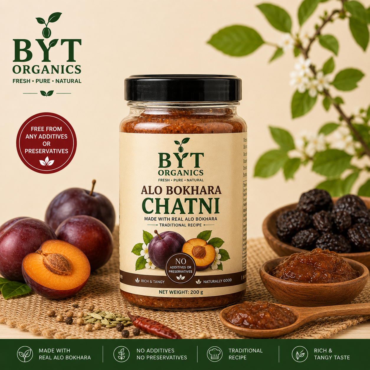 Aalo Bokhara Chatni  | No Preservatives | BYT Organics