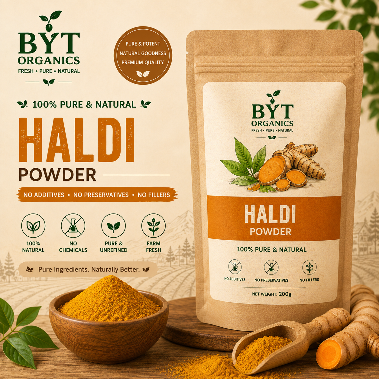 BYT Organics Premium Turmeric Powder (Haldi)