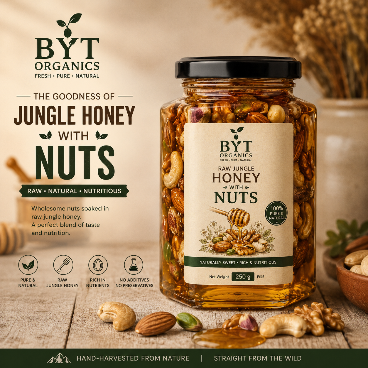 Raw Jungle Hone with Nuts -250g