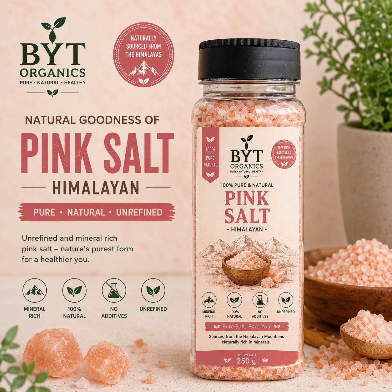 BYT Organics Himalayan Pink Salt